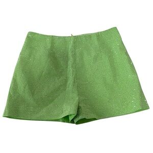 Cloud Ten Pistachio Green Sequined Shorts Back Zip Size Large High Waist Sparkle